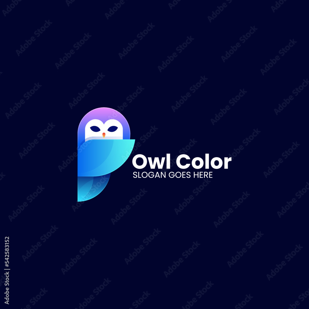 Obraz premium Vector Logo Illustration Owl Gradient Colorful Style.