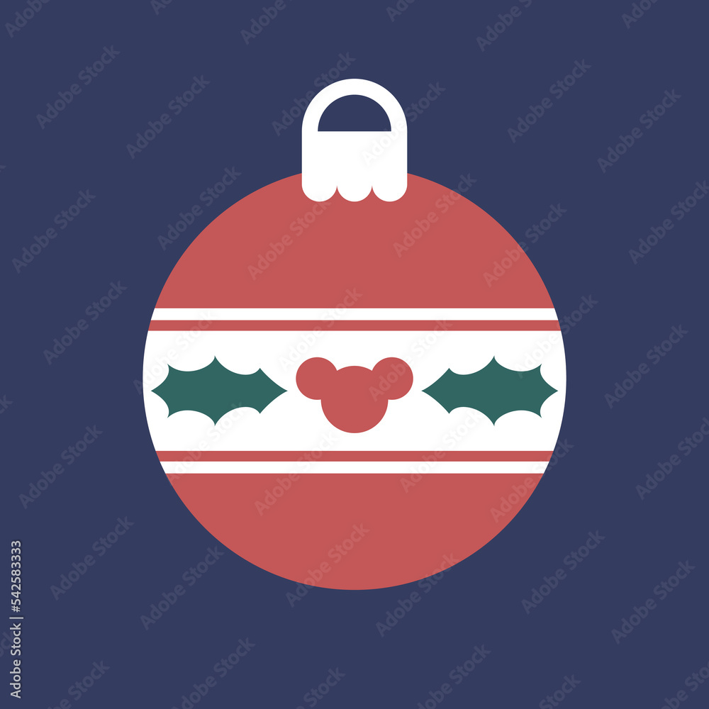 Bauble with mistletoe berries and leaves, ball Bauble with mistletoe berries and leaves, ball