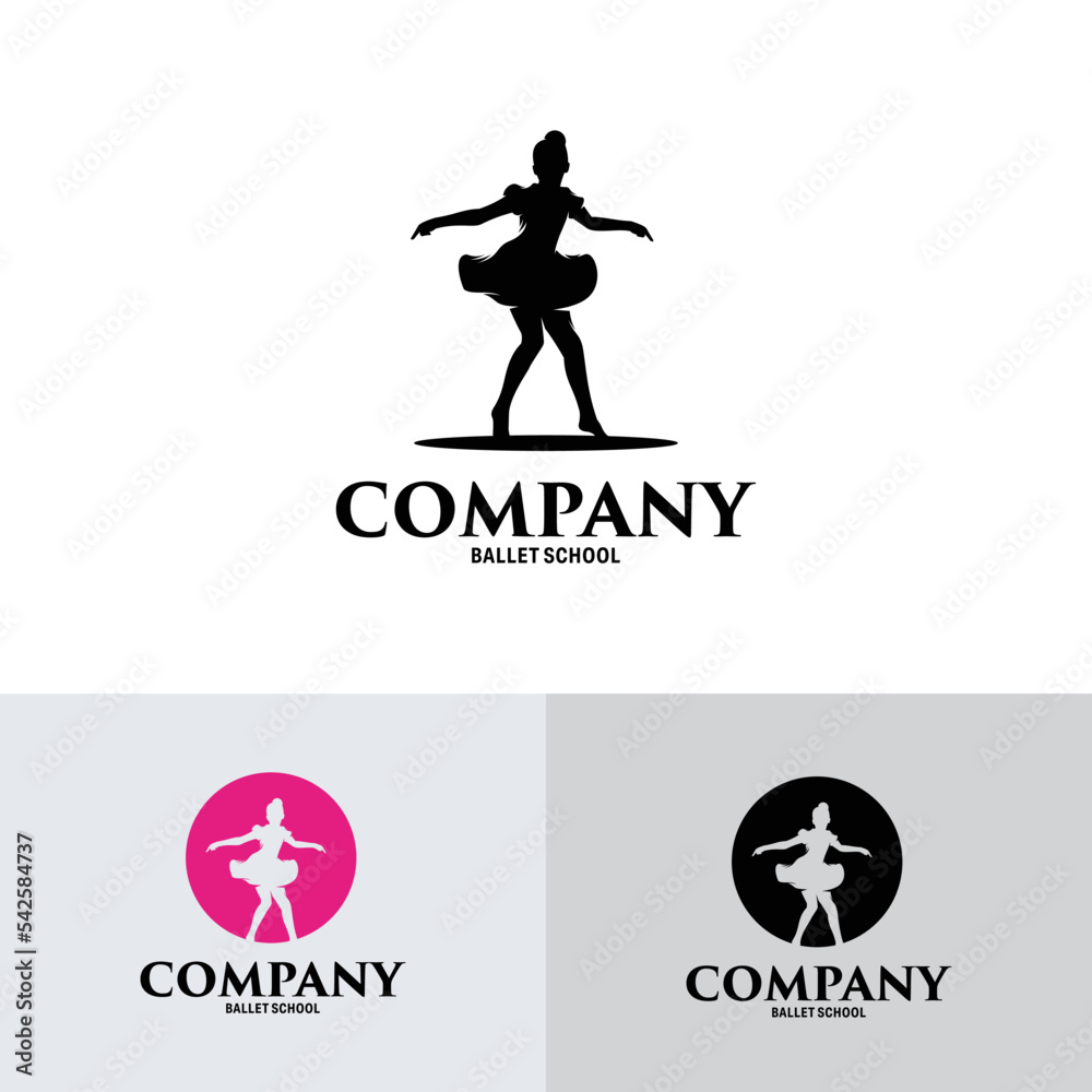 Silhouette of kid ballet logo design