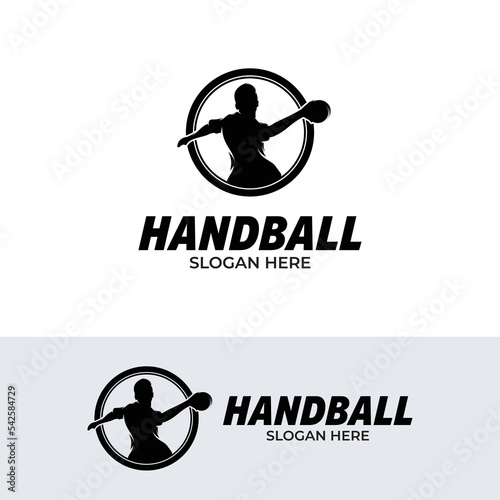 Handball player logo design template