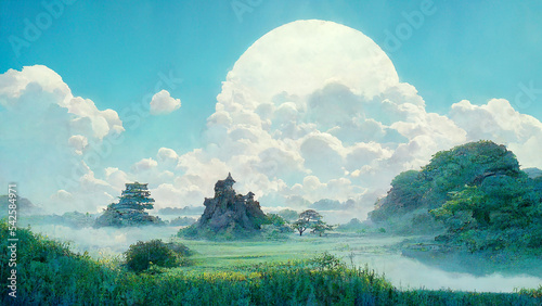 Landscape, fantasy, story, game, anime, digital illustration