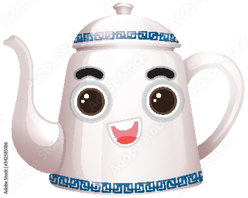 A white kettle cartoon character