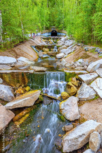 Photography Waterfall from the hydrotechnical tunnel of the Kamenka River