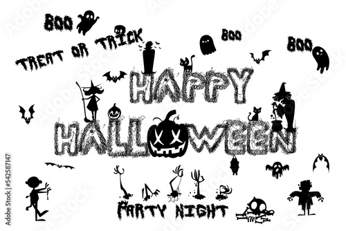 Happy Halloween Party Nights typography background 