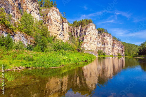 wonderful beautiful rocks of the big ay pristes on a summer sunny day photo