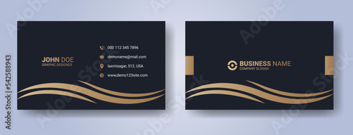 Vector VIP golden business card. Black and gold geometric pattern background with premium design. 