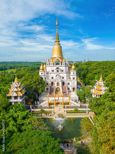 Photography Aerial view of Buu Long Pagoda in Ho Chi Minh City
