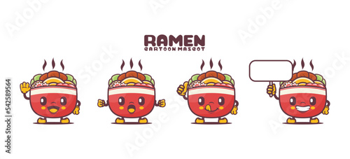 Ramen cartoon mascot. food vector illustration