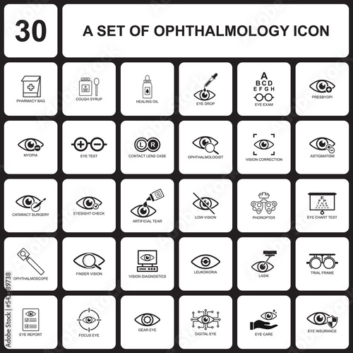 ophthalmology set icon , eye set icon