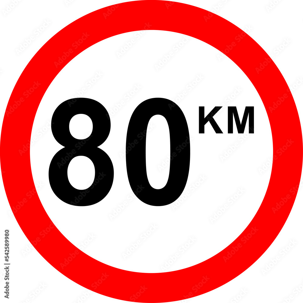 Traffic Speed Limit Sign 80 Kilometer Illustration Traffic Speed Limit Sign 80 Kilometer Illustration