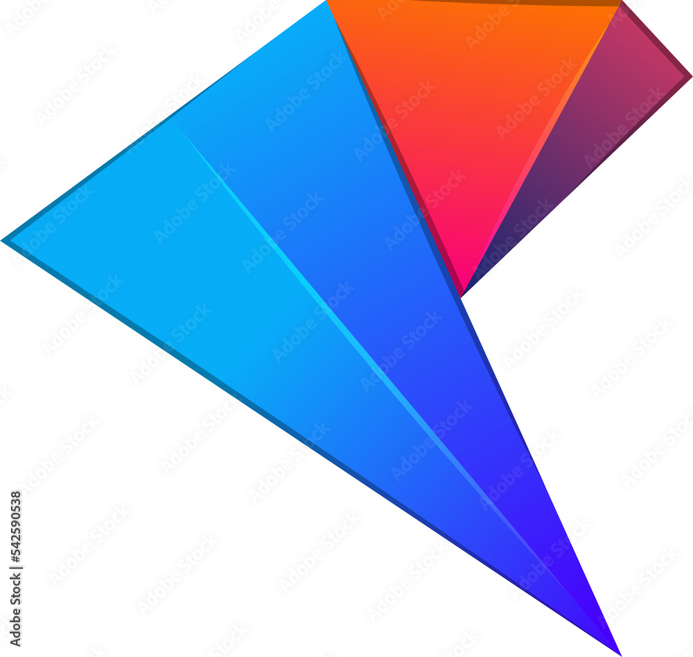 Abstract folded triangle logo illustration in trendy and minimal style Abstract folded triangle logo illustration in trendy and minimal style