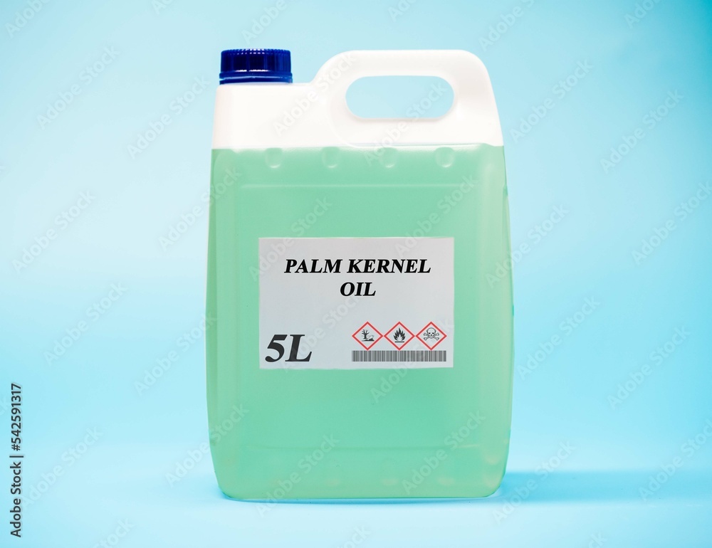 Biofuel in chemical lab in plastic canister Palm Kernel Oil Biofuel in chemical lab in plastic canister Palm Kernel Oil