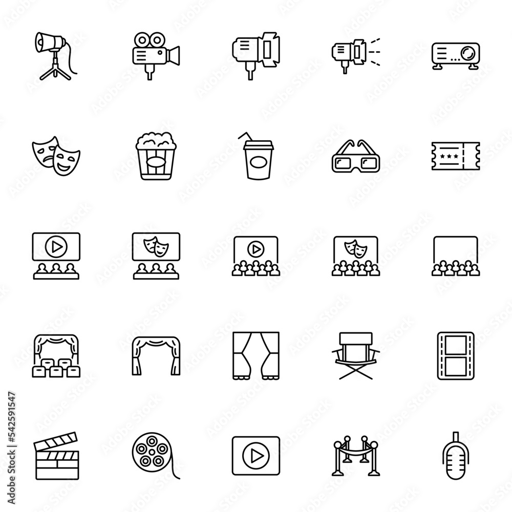 Cinema icons set vector graphic illustration Cinema icons set vector graphic illustration