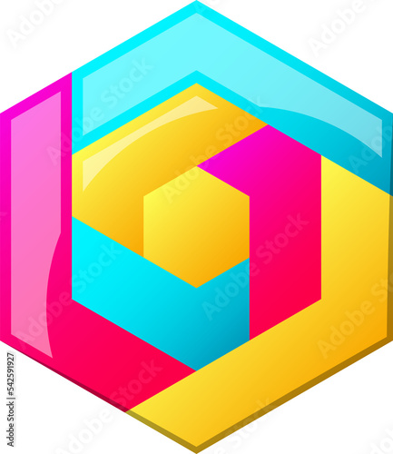 Abstract hexagon logo illustration in trendy and minimal style