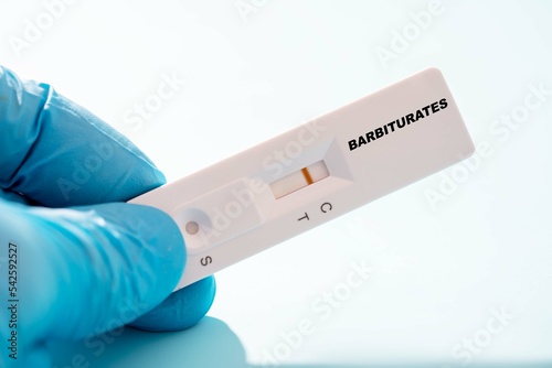 Photos Barbiturates  Rapid Test Cassette in doctor hand