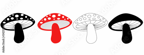 mushroom icon set isolated on white background