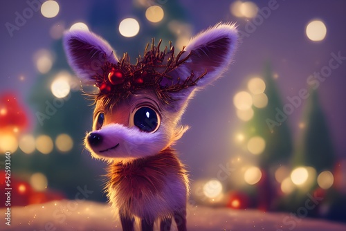 A cute reindeer dressed for christmas photo