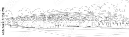 3D illustration of parking lot