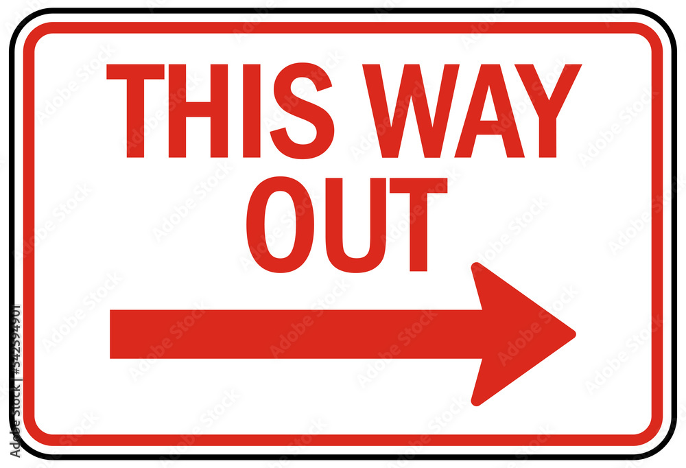 Directional parking lot and road sign, this way out sign right Directional parking lot and road sign, this way out sign right