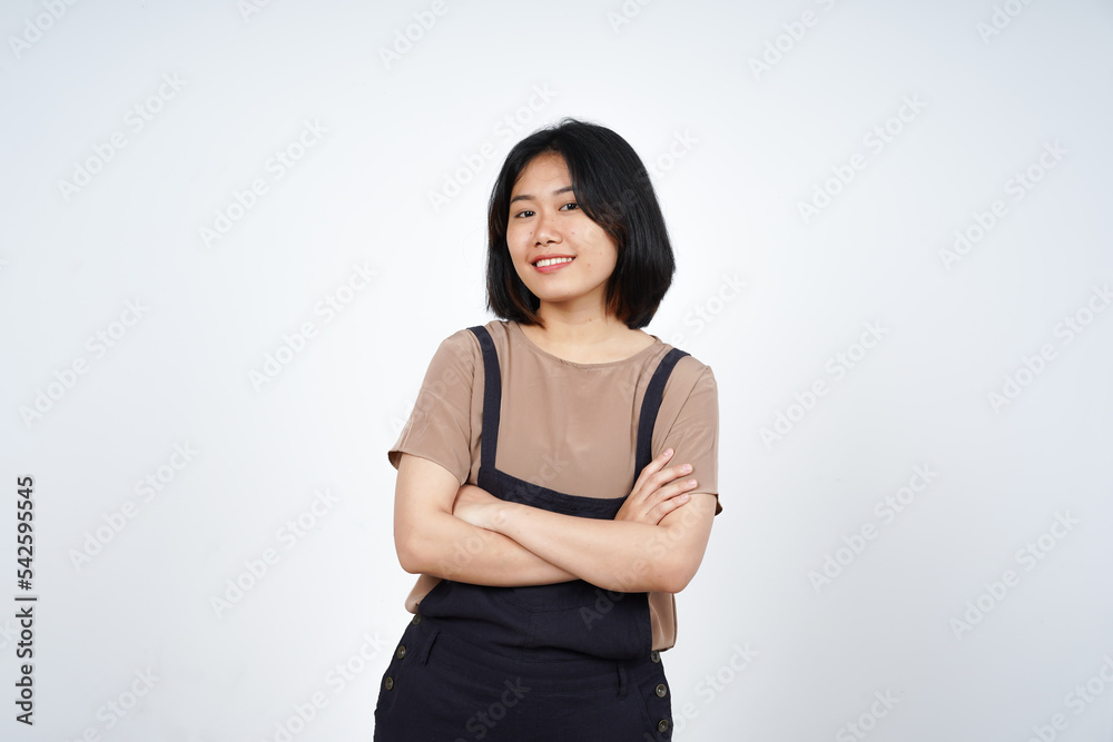 Folding arms and Smile of Beautiful Asian Woman Isolated On White Background Folding arms and Smile of Beautiful Asian Woman Isolated On White Background