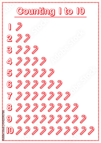 Counting Christmas Candy Sticks from 1 to 10