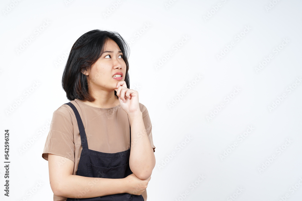 Thinking and Curious gesture of Beautiful Asian Woman Isolated On White Background Thinking and Curious gesture of Beautiful Asian Woman Isolated On White Background