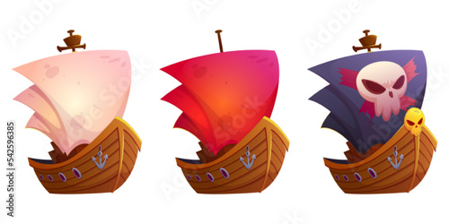Murais de parede Vector sail boats with white, red and black sails