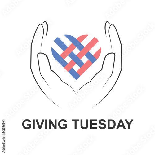 Giving tuesday background. Design with hand and hearth.