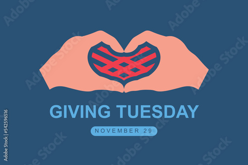 Giving tuesday background. Design with hand and hearth. photo