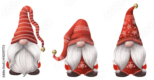 Foto christmas gnomes in red  hats on transparent background