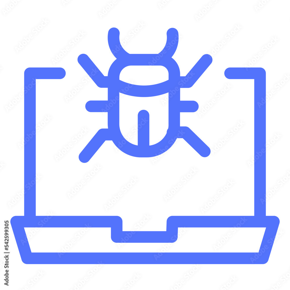 Virus Bug Laptop Computer Hacking Cyber Attack Icon
