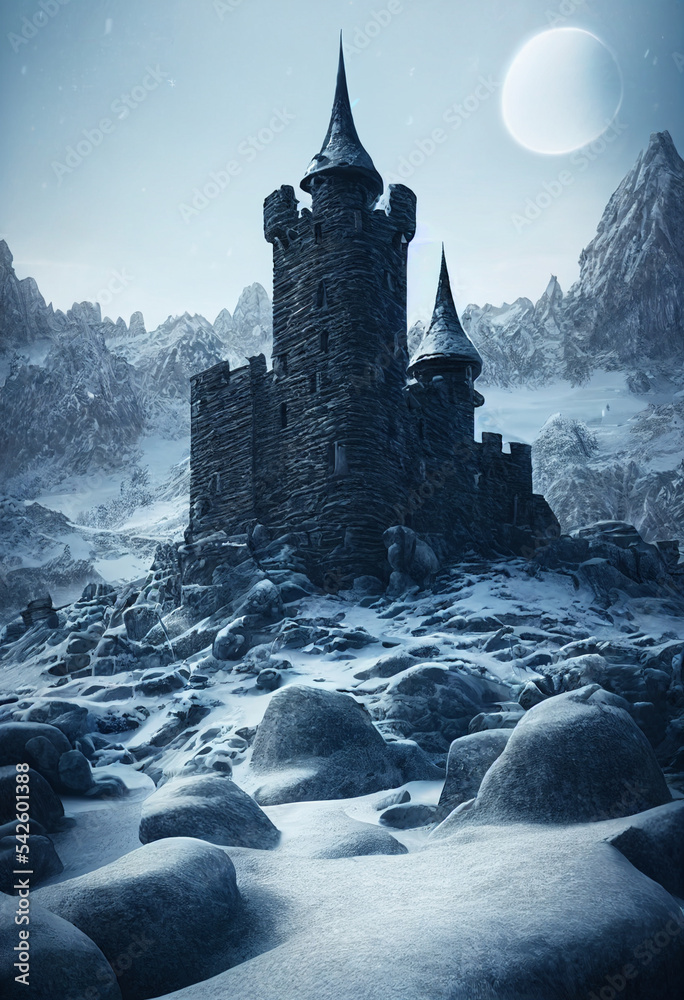 castle on the hill in winter season