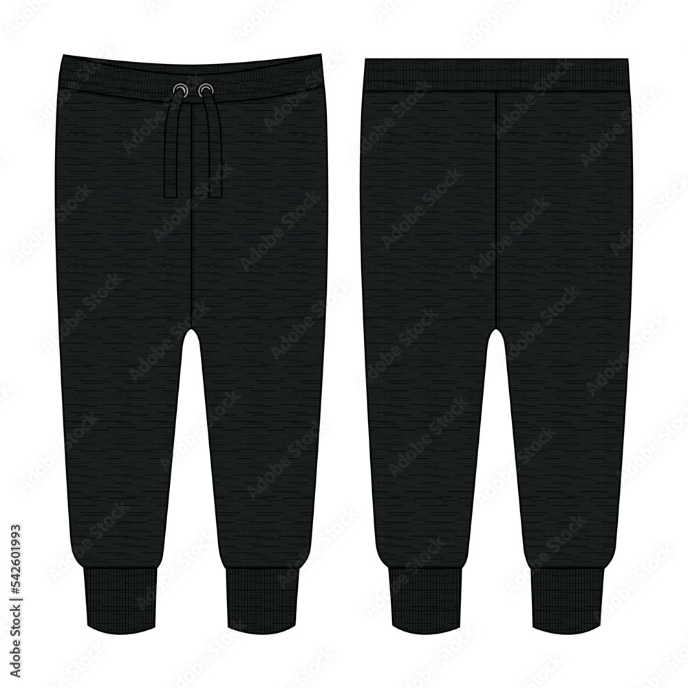 Fleece fabric Jogger Sweatpants technical fashion flat sketch vector ...