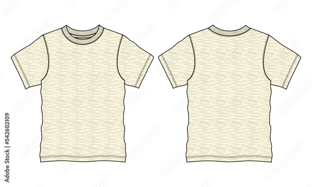 Cotton single jersey short sleeve t shirt technical fashion flat sketch