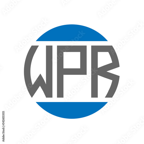 WPR letter logo design on white background. WPR creative initials circle logo concept. WPR letter design. photo