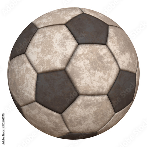 old soccer ball isolated on transparent background