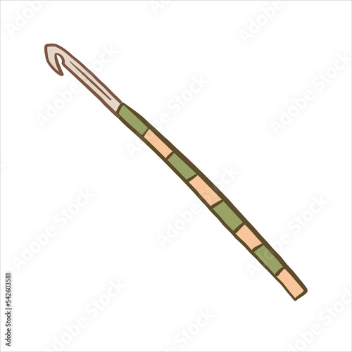 Vector illustration colored in doodle style crochet hook for knitting handwork