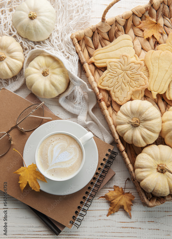 Autumn composition. Cozy home atmosphere Autumn composition. Cozy home atmosphere