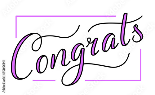 Lettering for congrats. Handwriting inscription, design element for poster, card, flyer, cover, banner, placard and brochure