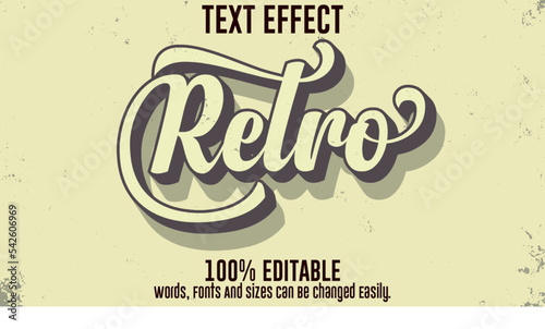 Retro vintage editable text effect in illustrator