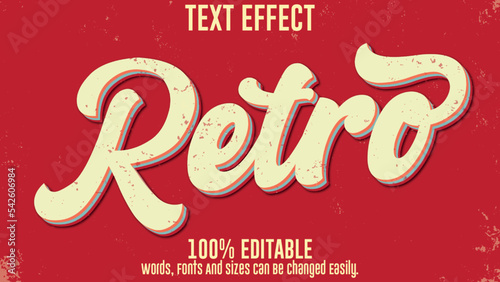 Retro vintage editable text effect in illustrator