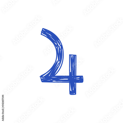 Jupiter planet symbol pictogram. Horoscope vector sign. Pencil drawing illustration