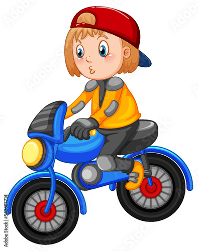 A girl riding motocross bike cartoon character