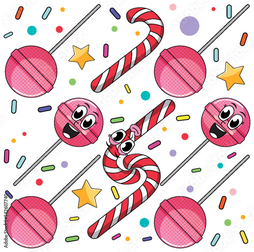 Sweet candy and lollipop seamless pattern