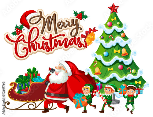 Merry Christmas text with cartoon character