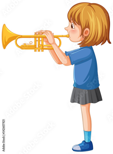 A girl playing trumpet musical instrument