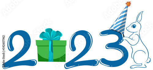 New Year 2023 rabbit sign icon
