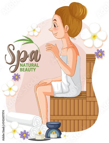 Spa natural beauty text with spa woman