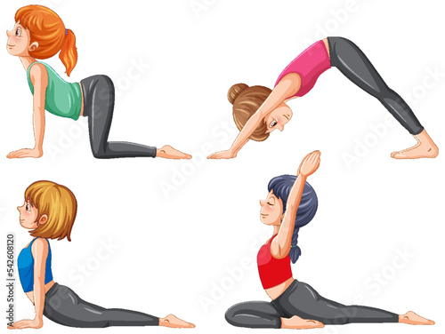 Set of yoga postures