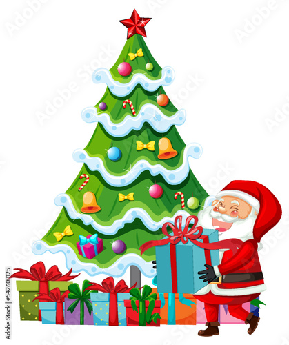 Santa Claus with Christmas tree